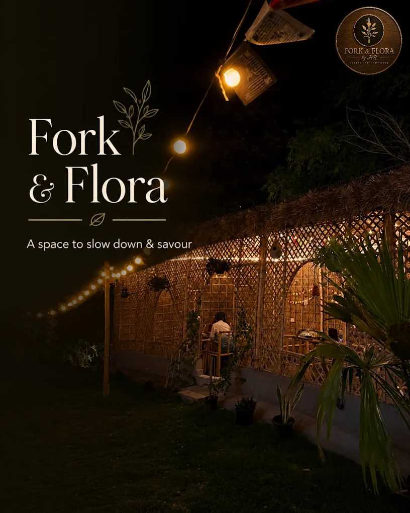 Fork and Flora café in the evening